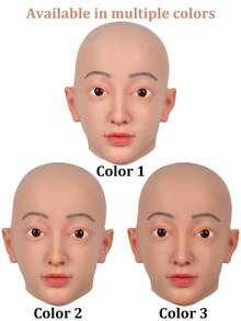 Cute Girl Cosplay Silicone Full Head Mask With Realistic Skin Texture, See-Through Vision And Audio Function, Suitable For Costume, Christmas, Halloween, Home Use, Private Party And Masquerade Ball, Unisex - Multicolor - View 3