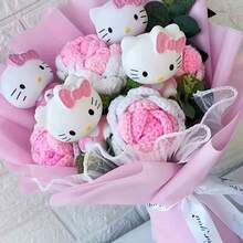 Sanrio 三丽鸥毛绒香皂花束玫瑰娃娃，Hello Kitty 节日礼物，Hello Kitty 永生逼真玫瑰花束，Hello Kitty 娃娃圣诞节家居婚礼装饰情人节礼物 - 彩色 - 查看 4