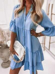 Women's Casual, Loose-Fitting Wide-Leg Jeans, Y2K Street Style, Suitable For All Seasons, Perfect For Everyday Outings, Back-To-School Season, Parties, Country Music Concerts, Etc. Also A Favorite Among Female Teachers For Casual Outings. Perfect For Women's Party Dresses And Vacation Wear. - Màu xanh nhạt - Xem 4