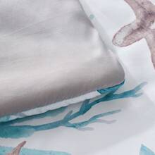 5/7pcs Starfish Shell Printed Bed Comforter Set, 100% Microfiber Soft Breathable Winter Bedding Set, Comfortable And Durable, Include 1 Comforter+1 Flat Sheet+1 Fitted Sheet+1/2 Pillowcases+1/2 Pillowshams,All-Season, Bed In A Bag,Best Christmas Gift - Blue-bZ15 - View 10