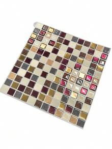WoStick 10 Inch X 10 Inch Waterproof Textured Vinyl DIY Wallpaper, Self-Adhesive Backsplash Tile, Peel And Stick Mosaic Tile, For Home Decor - Rose Gold - View 15