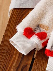 2pcs Baby Girls Cherry Embroidery Long Sleeve Top And Long Denim Pants Set - Multicolor - View 4