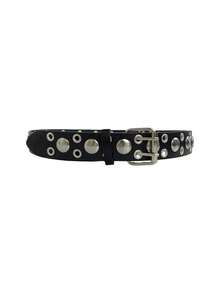 Handmade Y2K Silver Rivet Metal Belt, Punk Style Jeans Belt With Rivet Decoration, Niche Original Design - Multicolor - View 3