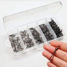 100Pcs/Box Fishing Connector Barrel Swivels Snap 10#-2# Rolling Swivel For Fishhook Link Fishing Lure Accessories