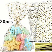10/20/50 chiếc, Túi đựng đồ ăn nhẹ bằng giấy bóng kính trong suốt, Túi đựng kẹo bánh quy, Túi đựng quà bằng nhựa Polythene có dây buộc xoắn, Thích hợp cho tiệm bánh, sinh nhật, đám cưới, trang trí tiệc tùng, Eid Mubarak - Nhiều màu - Xem 13