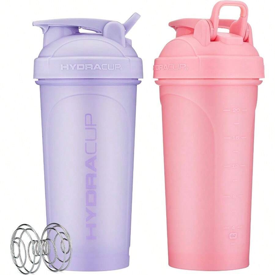 XZGB ProFlow [2 Pack] 28 Oz Shaker Bottles For Protein Shakes Shaker Cups With Ball Blender Whisk Shaker Bottle With Handle Travel To Go  Pink And Purple 28oz - PinkPurple - 查看 1