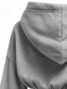 Tween Girl Letter Graphic Hoodie Sweatshirt And Flare Pants Set - Grey - View 6