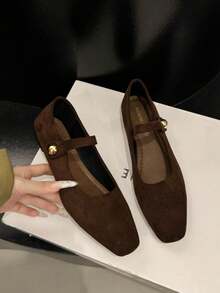 复古平底玛丽珍女鞋，2026春夏新款简约单带舒适鞋 - 咖啡棕 - 查看 3