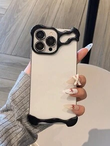 1 chiếc ốp lưng điện thoại cao cấp bằng kim loại không gỉ và hợp kim nhôm, thiết kế cong độc đáo, kèm miếng dán bảo vệ ống kính camera, tương thích với iPhone 16/15/14/13 Pro Max Plus, bảo vệ camera chống rơi vỡ, tương thích với Apple S23/S24+/S25 Ultra, 14 Pro, thiết kế 3D rỗng, quà tặng lý tưởng cho các cặp đôi và bạn thân. - màu đen - Xem 1