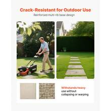 Garden Stepping Stones, 4Pcs 15.5 X 15.5 In, Decorative Stepping Stones With Stakes, Weather-Resistant Plastic Pathway Pavers, Smooth Surface, Outdoor Walkway For Lawn Patio Landscape, Beige - Beige 4 Pcs - View 3