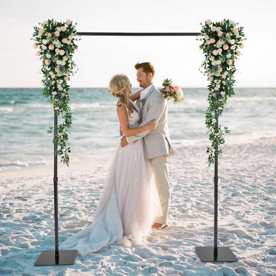 Rainaut Set Of Freestanding Iron Black Backdrop Stand Rack, Adjustable Photo Backdrop Stand Kit, Heavy Duty Backdrop Stand With Steel Base For Photography, Studios, Banner Frame Backdrops, Weddings, Receptions, Birthday Parties, Business Events, And Other Indoor Or Outdoor Occasions,Black - màu đen - Xem 1