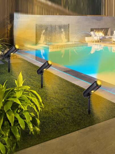 1pc Solar Spotlight, Outdoor Waterproof LED Floodlight, Garden Landscape Tree Lighting, Suitable For Lawn Landscaping, Tree Illumination, Courtyard Decoration, Night Atmosphere And Landscape Lighting Scenes