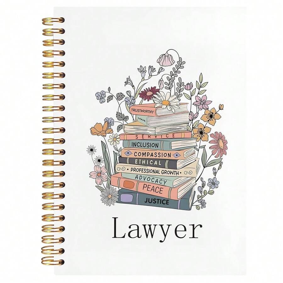 BearCake Lawyer Notebook Journal, Attorney Gifts For Women, Retro Floral Books Journal For Women, Law Office Supplies, Funny Lawyer Gifts Hardcover Spiral Notebook 5.5x8.3,White-Annotation-Lawyer - 白色註釋律師 - 查看 1