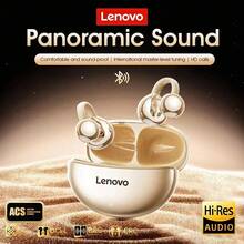 Lenovo Tai nghe Bluetooth TA410 2025 mẫu mới nhất, công nghệ dẫn truyền qua xương, thiết kế siêu nhẹ 2,8g, thích hợp cho chạy bộ, tập gym, yoga, v.v., chống mồ hôi IPX5, phát lại 24 giờ với hộp sạc, chơi game Bluetooth 5.4, hiệu ứng âm thanh không gian HIFI, tai nghe Bluetooth, màu be, đen, tím - Màu be - Xem 2