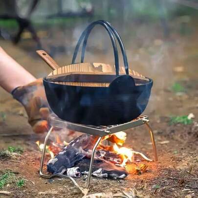 1 st bärbart högkvalitativt hopfällbart spisställ i rostfritt stål - utomhusgrill, kastrullställ, grillgallerställ - hållbart köksredskapstillbehör för camping och vandring