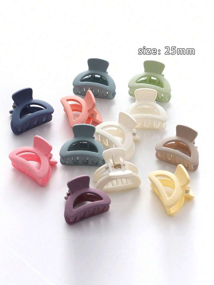 50/40/25pcs Colorful Mini Hair Clips Set | Cute & Simple Geometric Design, 2cm Matte Finish Plastic Claws In Assorted Candy Colors For Bangs & Styling, Hair Accessories For Adult(Color Randow) - Multicolor - View 6