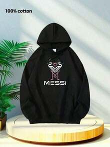 1Pc GOAT Signature Fan Pullover Hoodie - Unisex Casual Hooded Sweatshirt,% , Super Soft, Comfortable & Breathable Loose Fit Top With Drawstring Hood And Pocket - Perfect For Autumn, Winter, And Cool Spring Weather - Ideal Birthday, Christmas, Holiday, Valentine's Day, Father's Day, Mother's Day Gift For Soccer Football Lovers,  Enthusiasts, Dad, Mom, Teen Boys, Girls, Couple, Family, And Friends - Versatile Sportswear & Streetwear For Game Days, Training, Daily Casual Wear, And Fan GatheringsFashion Design The Fabric Is Soft Loose Fit Brand Street Style Hip Hop Unisex Stylefall Clothes For Women Y2K Aesthetic Hoodie - Slim Fit Ribbed Cuff Pullover Retro 90s Vintage Wash Hooded Sweatshirt - Loose Fit Women's Hoodie - Black - View 1