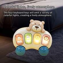 Juguete de oso de peluche de coche con sonido y luz musical multifuncional para bebés, juguete interactivo de múltiples escenarios, juguete educativo para bebés, juguete de pista deslizante giratoria, juguete de aprendizaje interesante (baterías no incluidas) - Multicolor - Ver 4