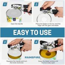1pc 3-In-1 Manual Can Opener, Bottle Opener, Kitchen Tool, Suitable For Elderly And Those With Weak Hands, Stainless Steel Blade, Soft Comfortable Handle, Handheld Design For Home, Kitchen, Dining, Dorm, Camping, Beach Party, Father's Day, Christmas Gift - MultiWarna - View 6
