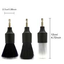 3 件套全新汽车细节清洁刷电动钻刷猪鬃毛刷汽车内饰清洁缝隙刷 - 黑色 - 查看 3