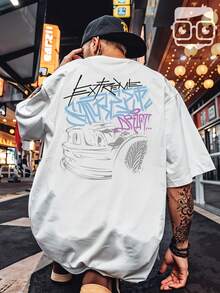 Oversized Streetwear T-Shirt Graffiti Sports Car 3259 VEST NERD - 白色 - 查看 1
