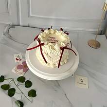 10 élégantes décorations de gâteau en ruban rouge avec des accents dorés - fabriquées en polyester, conviennent pour les décorations de mariage, anniversaire, Saint-Valentin, créant une atmosphère festive - Rouge - Voir 4