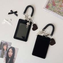 Fashion PU Leather Card Holder Double Card Slot With Lanyard Idol Photos Protective Cover Simple ID Card Holder