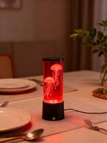 1个全新LED变色水母熔岩灯，电动水族箱海洋夜灯，RGB变色LED水母氛围灯，USB/电池供电（不含电池），适用于客厅、家居、卧室、游戏室装饰，节日和生日礼物，送给家人和朋友 - 彩色 - 查看 8