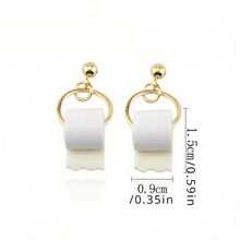 Fashion Toilet Paper Earrings - Ladies Creative Party Jewelry - Metal Design - Perfect For Festive Occasions - Bạc - Xem 5
