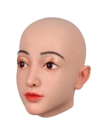 Cute Girl Cosplay Silicone Full Head Mask With Realistic Skin Texture, See-Through Vision And Audio Function, Suitable For Costume, Christmas, Halloween, Home Use, Private Party And Masquerade Ball, Unisex