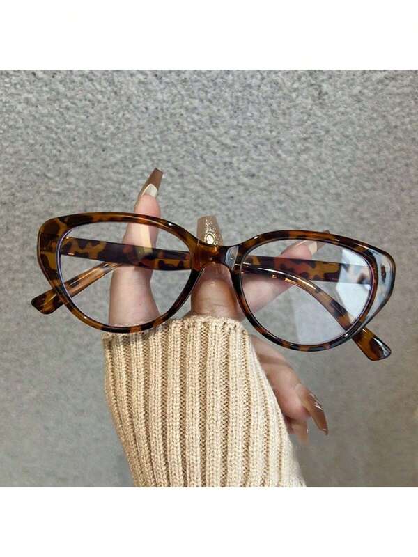 新款时尚复古性感猫眼眼镜框，日常佩戴平光镜片黑色镜框复古时尚轻薄眼镜防蓝光眼镜配饰，女士