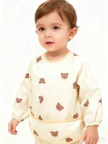 1入組嬰兒熊圖案柔軟的織物帶袖圍兜 - 彩色 - 查看 2