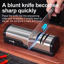 Professional USB Rechargeable Portable Electric Knife Sharpener, Adjustable Angle Sharpener 20 Degree Straight Edge, 1200mAh Lithium Battery Long Lasting, For Kitchen Knife, Slicer, Santoku, Peeler, Ceramic Knife Sharpening And Polishing - Multicolor - View 5