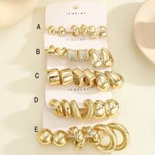 3-15 Pairs Fashionable Geometric Shapes CCB Material Teardrop & Circle Earrings Set, Versatile Jewelry Accessories Suitable For Festivals, Parties, And Daily Wear