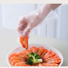 50只/100只装，一次性塑料手套，适用于烹饪和清洁，透明防水防油，防滑防污，适用于家庭、厨房、餐厅、餐饮和户外小吃等场合，可用于用餐、烧烤、清洁等——食品安全，多用途手套 - 彩色 - 查看 9