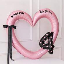 Khung ảnh bóng bay hình trái tim màu hồng, đồ trang trí nơ số cho tiệc sinh nhật - Nhiều màu - Xem 21