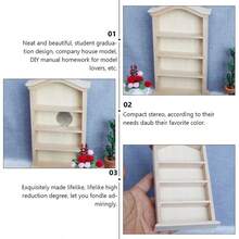 GSYY Toyan Doll Wooden Bookshelf Miniature: Mini Furniture Shelf Doll Cabinet Mini Scene Bookcase Fairy Cabinet 1/12 Doll  Accessories - Đen và trắng - Xem 8