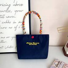 时尚小巧可爱包包 女士单肩包 手提包 刺绣帆布托特包 便携实用通勤女迷你手机包