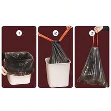 75PCS/5Rolls Large Black Thickened Property Hotel Kitchen Sanitation Commercial Extra Large Kitchen Waste Drawstring Garbage Bag Portable Plastic Bag Household Kitchen - Multicolor - View 11