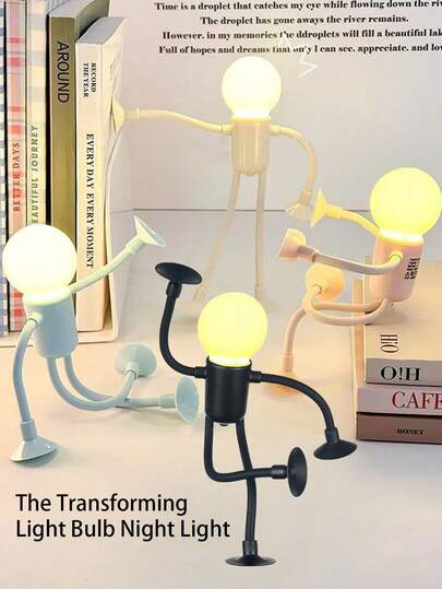Creative Mini Night Light, New Japanese Cute Cartoon INS Style Changeable Abstract Bulb Funny DIY Vacuum Suction Button Battery Powered Atmosphere Desk Decor Reading Lamp Bedside Lamp Sleep Light, Suitable For Fridge, Car Window, Desk, Interesting Gift