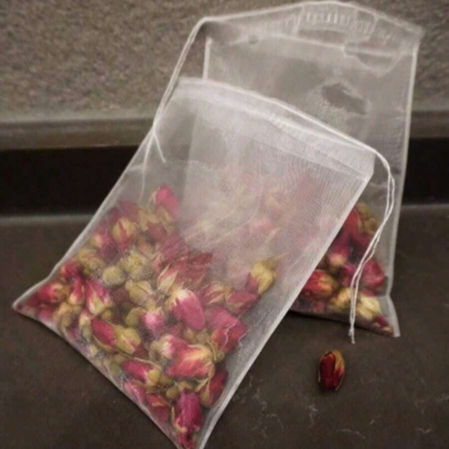 100pcs,Empty Nylon Tea Bags Mesh Tea Infuser Bag Herb Spice Strainer Bags With String,Nylon Disposable Tea Bags For Loose Leaf Tea,Coffee, Spice, Herbs, Drawstring Empty Tea Infuser - Multicolor - View 1