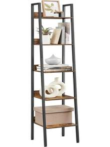 VASAGLE Estantería de Escalera, Estantería Estrecha de 5 Niveles, para Oficina, Dormitorio, Salón, Cocina, Marrón Rústico y Negro Tinta MLLS109B01V1 - rón Rústico + Negro Tinta - Ver 1