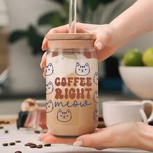 4片装可爱猫咪UV立体转印贴纸，适用于16盎司利比玻璃杯 - 防水3D水晶转印贴纸，可用于DIY手工制作、马克杯、笔记本电脑等