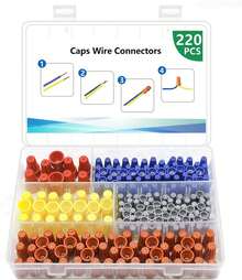 220PCS Conectores de Alambre con Resorte, Conectores Eléctricos de con Tuerca y Casquillo de Tornillo, Terminal de Tornillo, Tapones de 5 Tamaños - 220 Piezas Conectores de Capucha - Ver 9