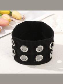 1件复古朋克风金属发箍，柔软弹力哥特式头巾，透气瑜伽运动发箍，秋冬季百搭时尚发带冬季发饰 - 彩色 - 查看 6