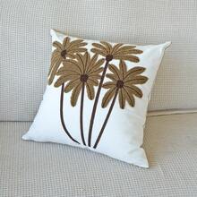 1件热带棕榈树刺绣抱枕套，波西米亚海滩风格家居装饰靠垫套，棕白刺绣枕套，中性色调棕榈刺绣装饰沙发抱枕套 - 彩色 - 查看 10
