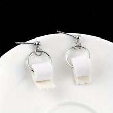 Fashion Toilet Paper Earrings - Ladies Creative Party Jewelry - Metal Design - Perfect For Festive Occasions - Bạc - Xem 6