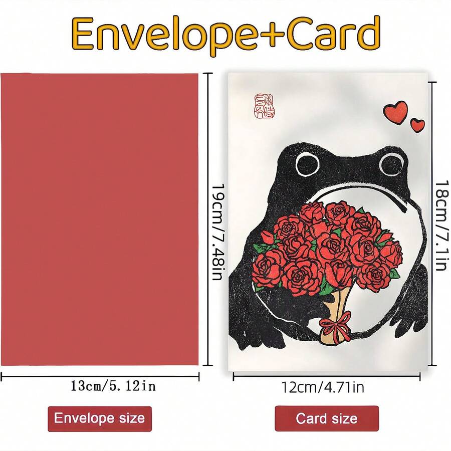 趣味青蛙情人节爱情卡，情人节搞笑浪漫祝福，可爱浪漫专属告白卡，送给伴侣和爱人的告白礼物，带信封的感谢卡，节日贺卡，祝福卡，空白卡