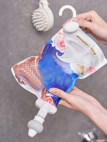 2pcs Replacement Shower Gel Dispenser, With Inverted Hanging Hook Replacement Bottle, Flow Adjustable Function, Suitable For Shampoo And Body Wash Refill Container, Bathroom Accessory