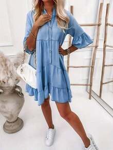 Women's Casual, Loose-Fitting Wide-Leg Jeans, Y2K Street Style, Suitable For All Seasons, Perfect For Everyday Outings, Back-To-School Season, Parties, Country Music Concerts, Etc. Also A Favorite Among Female Teachers For Casual Outings. Perfect For Women's Party Dresses And Vacation Wear. - Màu xanh nhạt - Xem 2